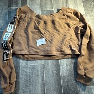 Rebel Women's Tan Cropped Sweatshirt